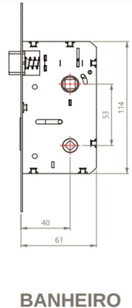 FECHADURA DE BANHEIRO "127" COM ROSETA QUADRADA 3F - 740B127PF PRETO FOSCO