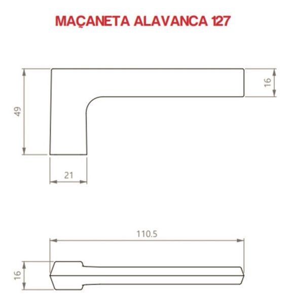 FECHADURA DE BANHEIRO "127" COM ROSETA QUADRADA 3F - 740B127PF PRETO FOSCO