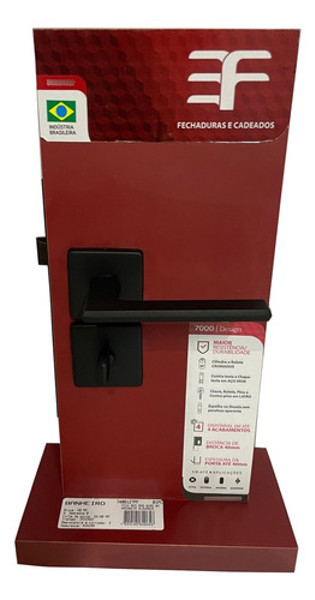 FECHADURA DE BANHEIRO "117" COM ROSETA QUADRADA 3F - 740B117PF PRETO