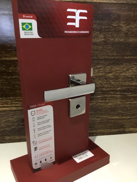 FECHADURA DE BANHEIRO "117" COM ROSETA QUADRADA 3F - 740B117CR CROMADA