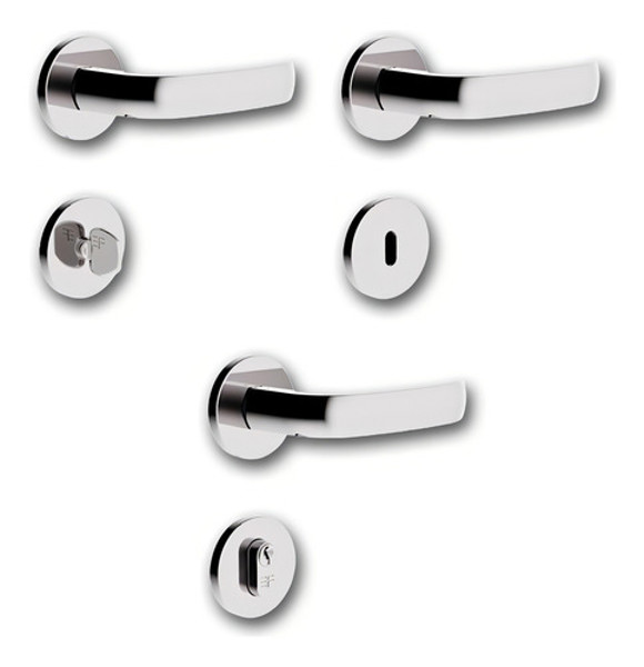 FECHADURA DE BANHEIRO "116" COM ROSETA REDONDA 3F - 720B116CR CROMADA