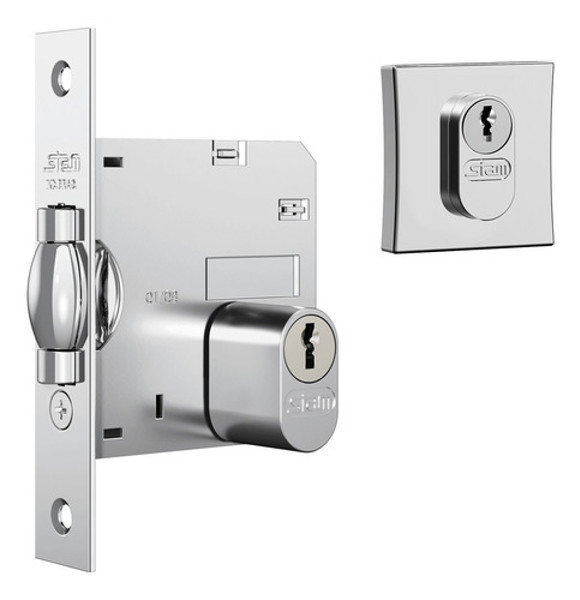 FECHADURA PIVOTANTE COM ROSETA QUADRADA STAM - 1005 DE 45MM CROMADA