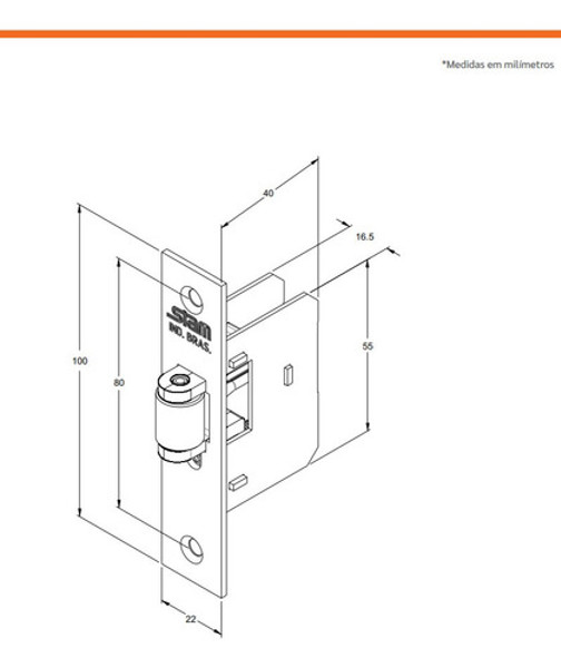 FECHADURA PIVOTANTE AUXILIAR FECHO ROLETE CROMADA STAM
