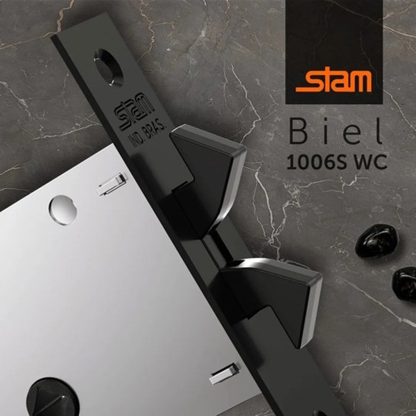 FECHADURA DE CORRER PARA BANHEIRO (ASA AVIAO) STAM - 1006S WC QUADRADA PRETA