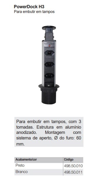 TORRE TOMADA H3-P POWERDOCK 16A HAFELE - 498.50.010 PRETA