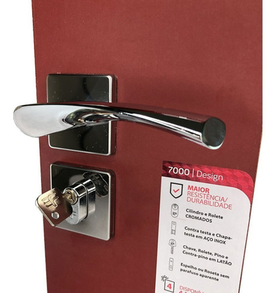 FECHADURA EXTERNA "119" COM ROSETA QUADRADA 3F - 740E11955CR CROMADA