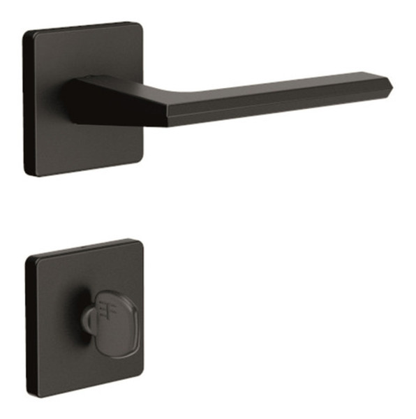 FECHADURA DE BANHEIRO "127" COM ROSETA QUADRADA 3F - 740B127PF PRETO FOSCO