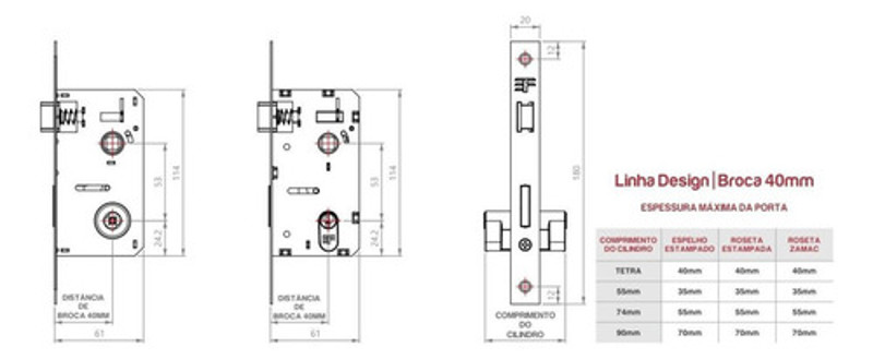 FECHADURA DE BANHEIRO "127" COM ROSETA QUADRADA 3F - 740B127CR CROMADA