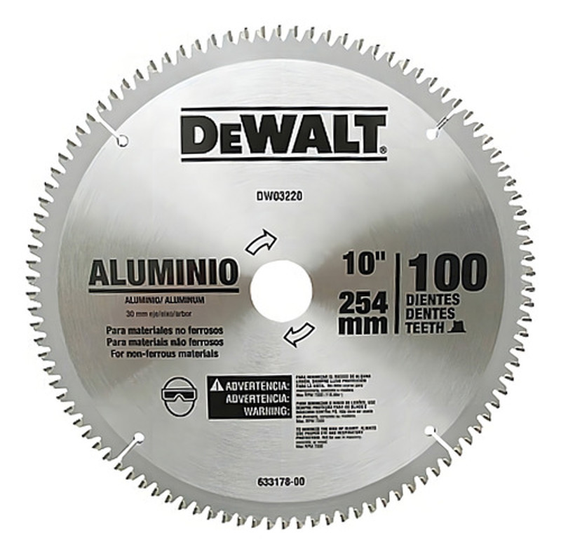 DISCO PARA ALUMINIO DE 10" 250MM COM 100 DENTES DEWALT - DWA03220
