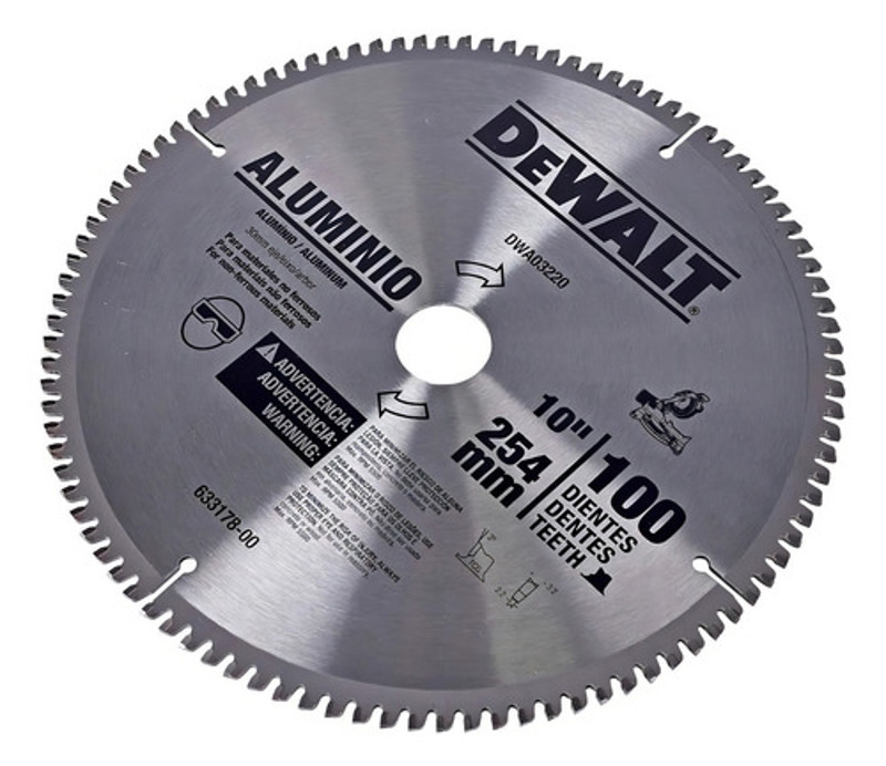 DISCO PARA ALUMINIO DE 10" 250MM COM 100 DENTES DEWALT - DWA03220