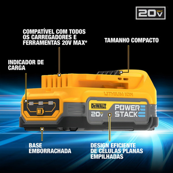 BATERIA COMPACTA POWERSTACK 20V COM 1.7AH DEWALT - DCBP034-B3