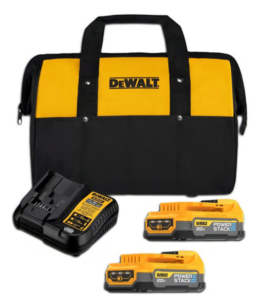 KIT 02 BATERIA 20V 1.7A POWERSTACK COM CARREGADOR E BOLSA DEWALT - DCBP034E2-BR