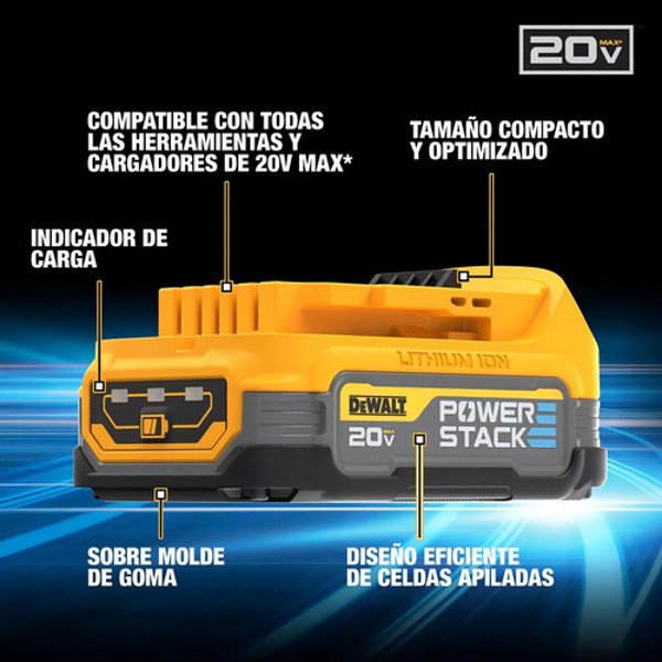 KIT 02 BATERIA 20V 1.7A POWERSTACK COM CARREGADOR E BOLSA DEWALT - DCBP034E2-BR