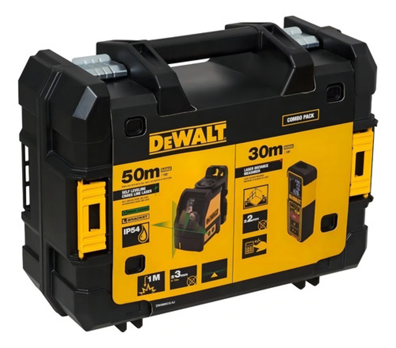 KIT NIVEL VERDE E TRENA LASER 30MTS COM MALETA DEWALT - DW0889CG-XJ