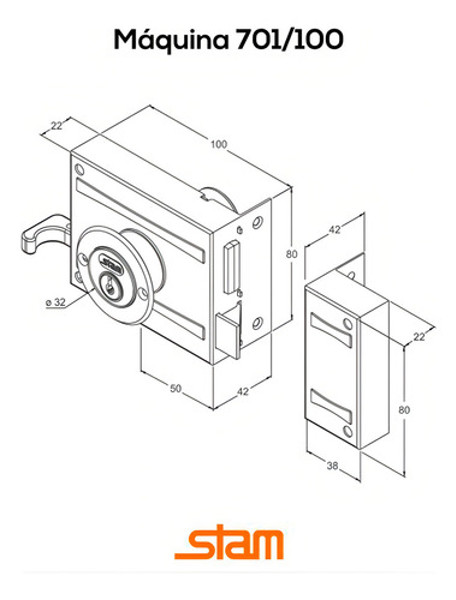 FECHADURA DE SOBREPOR TETRA PARA PORTAO STAM - 1701/100