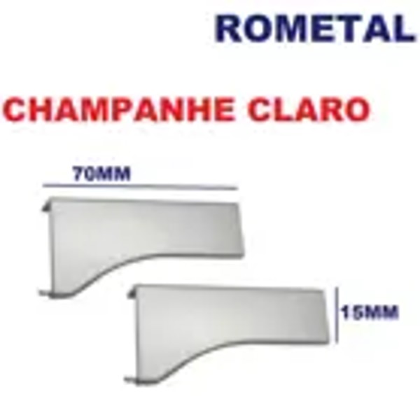 TAMPA PERFIL FACETATO ROMETAL PE-183 - DE: 15MM, COR: CHAMPANHE CLARO/INOX