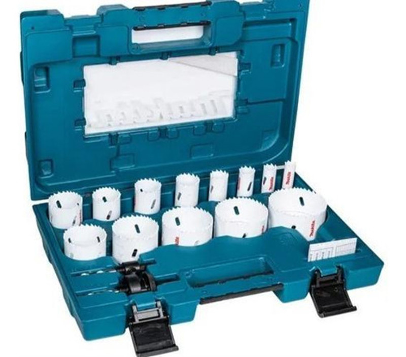 JOGO DE 16PCS COM SERRA COPO BIMETALICA E SUPORTE MAKITA - D-63993