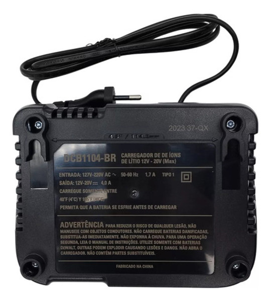 CARREGADOR PARA BATERIA 12V/20V 4.AH BIVOLT DEWALT - DCB1104-BR