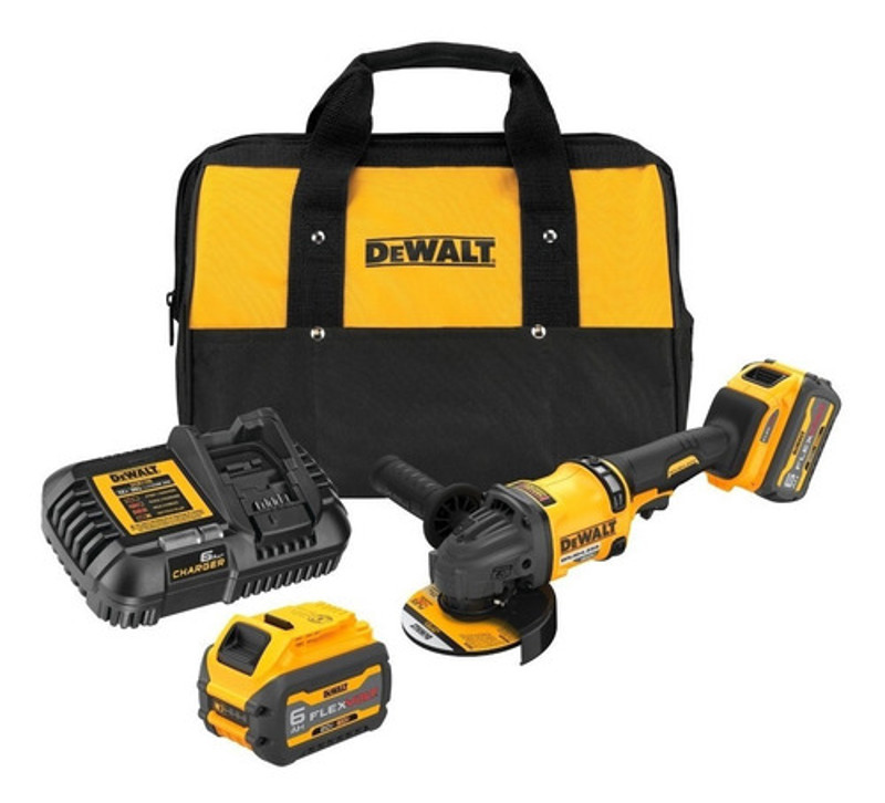 ESMERILHADEIRA ANGULAR 4.1/2" A BATERIA 60V COMPLETA COM BOLSA DEWALT - DCG418T2-B2