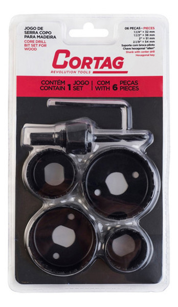 JOGO DE 06PCS COM SERRA COPO E SUPORTE CORTAG - 60234