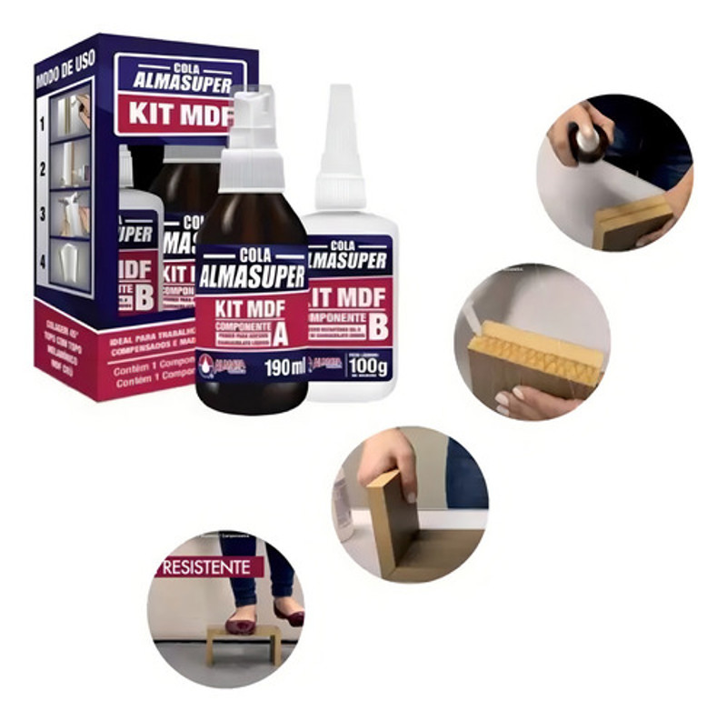 KIT MDF COM COLA INSTANTANEA DE 100G ALMATA - 770