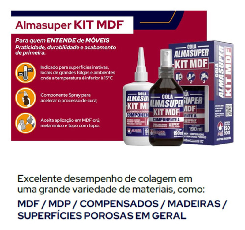 KIT MDF COM COLA INSTANTANEA DE 100G ALMATA - 770