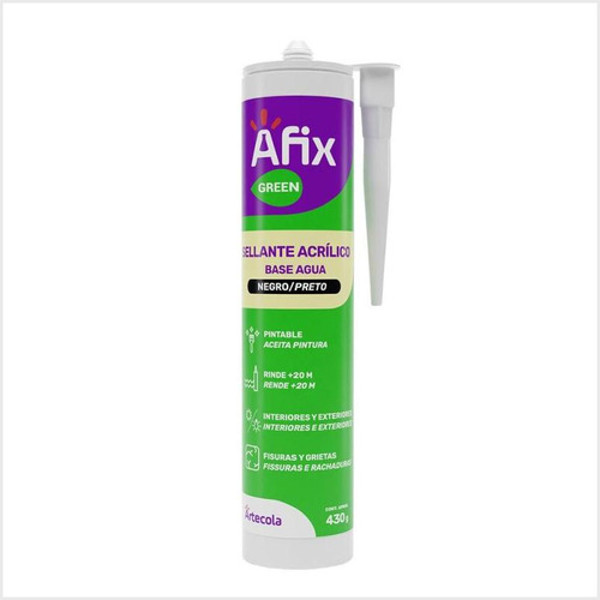 SILICONE AFIX BASE D'AGUA COM 430G - PRETO
