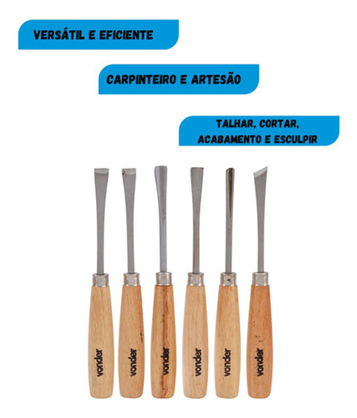 JOGO DE 06PCS COM FORMAO GOIVADO PARA ESCULTURA VONDER - 35.52.600.000