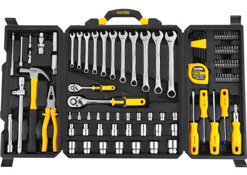 JOGO DE 110PCS COM FERRAMENTAS E MALETA VONDER