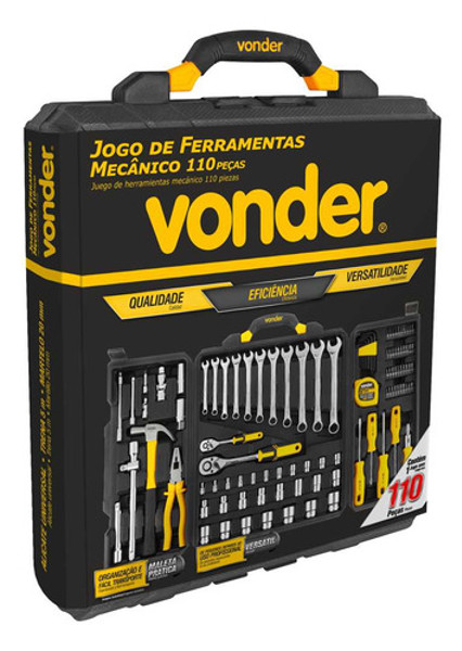 JOGO DE 110PCS COM FERRAMENTAS E MALETA VONDER