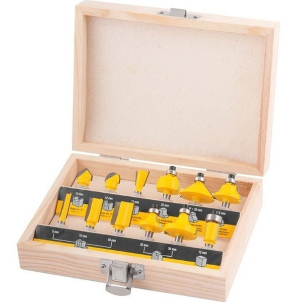 JOGO DE 12PCS COM FRESAS PARA MADEIRA E CAIXA VONDER - 53.14.12.0120