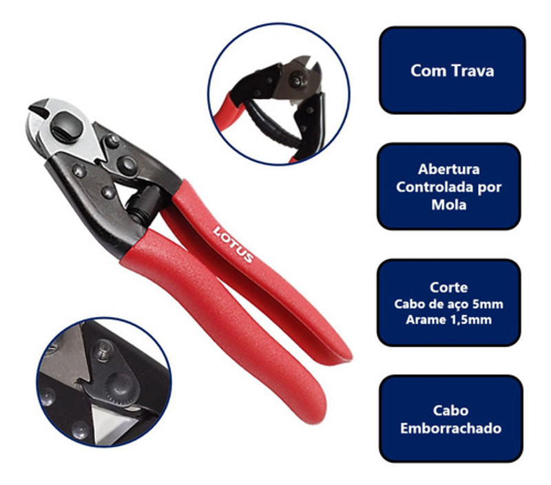 ALICATE CORTE CABO DE ACO 7,5'' LOTUS - REF.6110