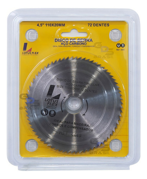 DISCO CORTE MADEIRA DE 110MM COM 72 DENTES LOTUS - REF.4449