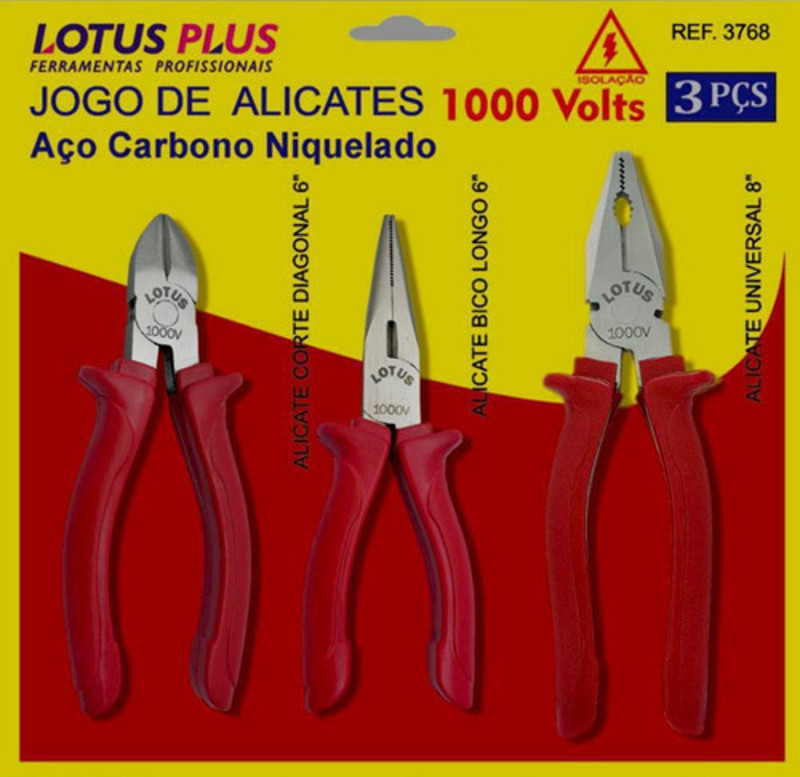 JOGO COM 03 ALICATES ELETRICISTA 1000V LOTUS - REF.3768