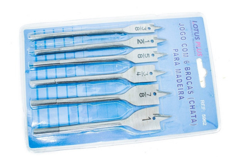 JOGO DE 06PCS COM BROCAS CHATA (3/8,5/8,7/8,1/2/3/4,1") LOTUS - REF.5962