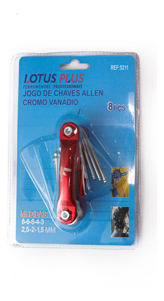 JOGO DE 08PCS COM CHAVE ALLEN EM CANIVETE LOTUS - REF.5211