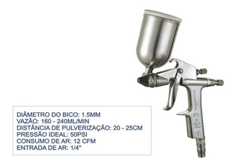 PISTOLA PARA PINTURA TINTA COPO SUPERIOR COM 150ML LOTUS - REF.4460