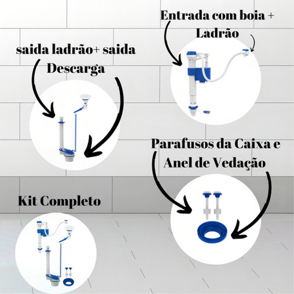 JOGO E KIT COMPLETO PARA CAIXA ACOPLADO BLUKIT