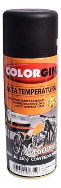 TINTA EM SPRAY COLORGIN - ALTA TEMPERATURA PRETO FOSCO