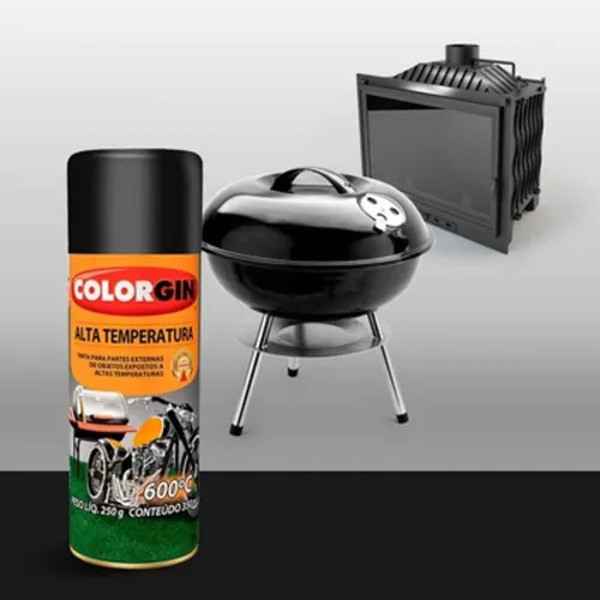 TINTA EM SPRAY COLORGIN - ALTA TEMPERATURA PRETO FOSCO