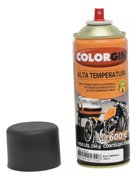 TINTA EM SPRAY COLORGIN - ALTA TEMPERATURA PRETO FOSCO