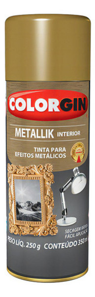 TINTA EM SPRAY COLORGIN USO GERAL METALLIK 057 - DOURADO