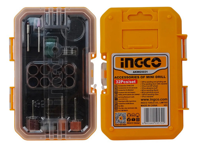JOGO DE 32PCS COM ACESSORIOS PARA MICRORRETIFICA INGCO - AKMG5031