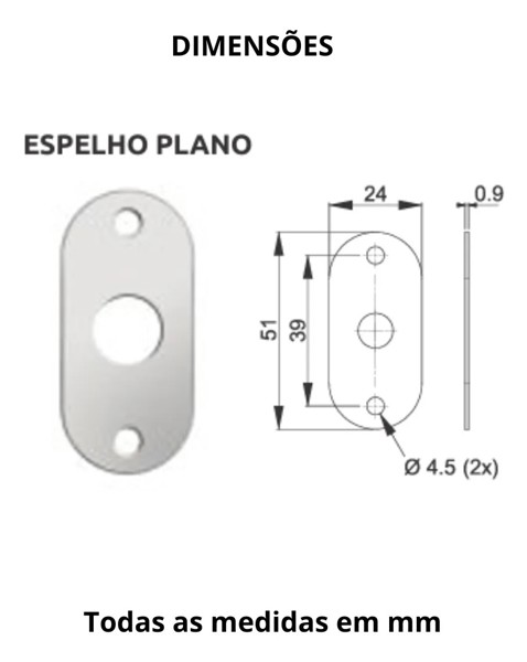 FECHADURA AUXILIAR TETRA SIMPLES OVAL DA 3F - 430BP/CR-ED
