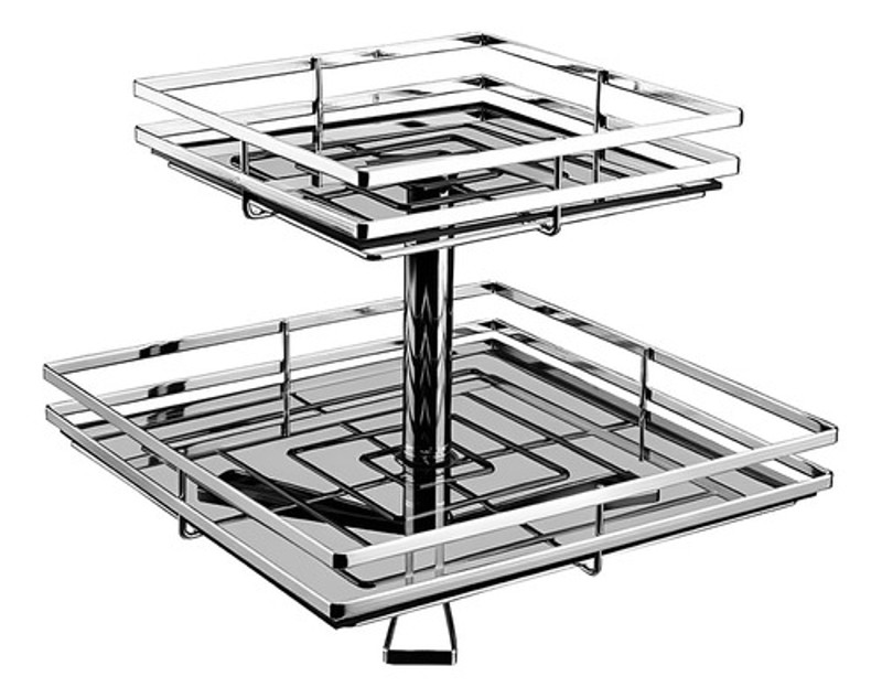 FRUTEIRA DUPLA COM VIDRO GIOSUL QUADRADA - 5176 CROMADA