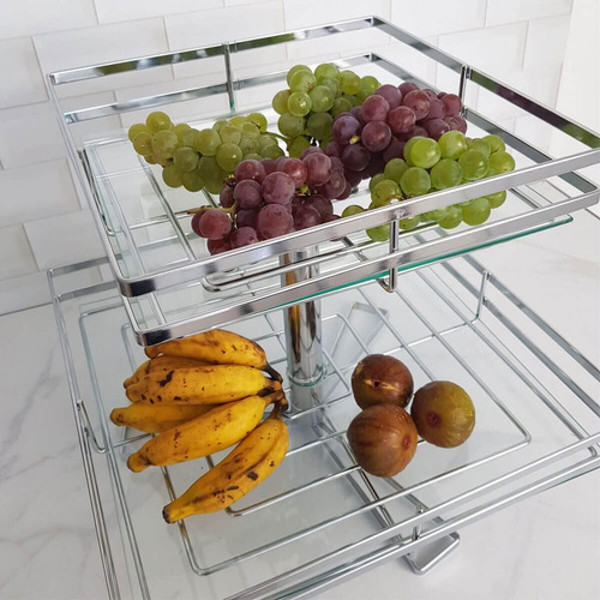 FRUTEIRA DUPLA COM VIDRO GIOSUL QUADRADA - 5176 CROMADA