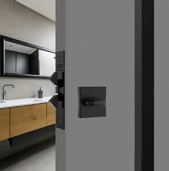 FECHADURA DE CORRER PARA BANHEIRO (ASA AVIAO) STAM - 1006S WC QUADRADA PRETA