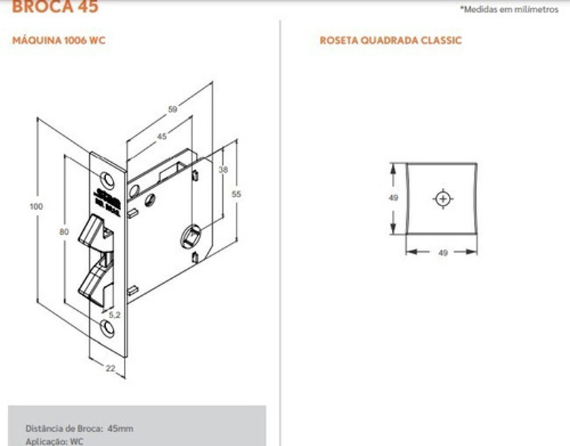 FECHADURA DE CORRER PARA BANHEIRO (ASA AVIAO) STAM - 1006S WC QUADRADA PRETA
