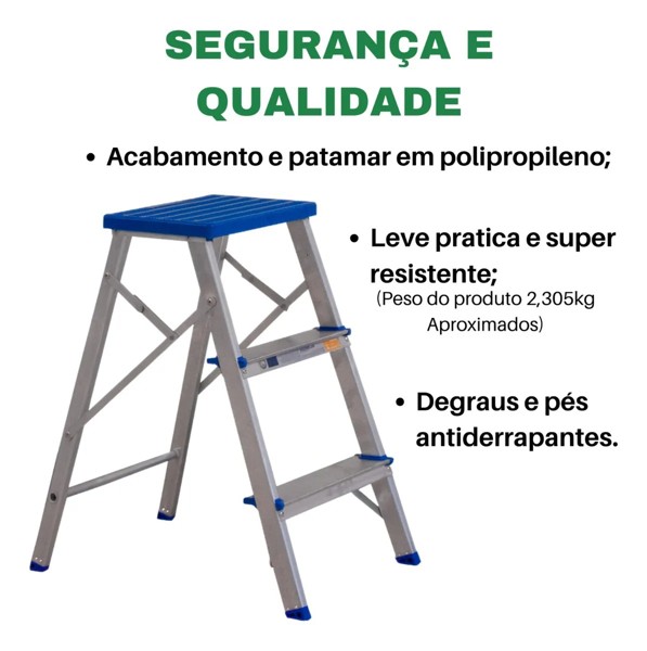 BANCO ESCADA ALUMINIO 03 DEGRAUS COM 64CM - ESC0071