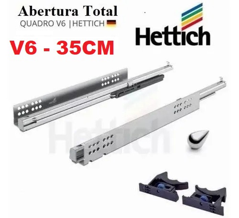 CORREDICA OCULTA COM AMORTECEDOR HETTICH V6 TOTAL - TAMANHO: 35CM